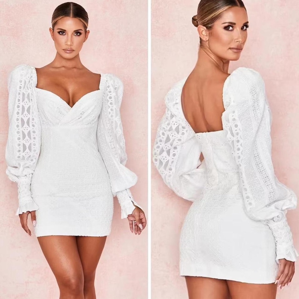 House of CB Marquis Mini Dress in Broderie Anglaise Lace